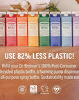 Dr. Bronner's Pure-Castile Liquid Soap Bottle & Refill Carton - Made with Regenerative Organic Certified Oils, 82% Less Plastic-18-in-1 Uses for Face, Body Wash, Hand Soap Refill- Lavender,32oz