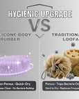 Avilana Silicone Body Scrubber – Gentle Shower Brush & Loofah Alternative- Food Grade & Lab Tested – Fast-Drying, Hygienic, BPA-Free Silicone Body Gentle Exfoliator (Lavender, Massage)