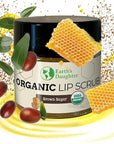 Earth's Daughter Organic Brown Sugar Lip Scrub 0.7 oz - USDA Organic Lip Exfoliator Scrub for Dry Lips - Fair Trade, Brown Sugar, Jojoba Oil, Beeswax, Coconut Oil - Scrubber Exfoliator