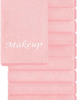 Cosy Family 10 Pack Makeup Remover Wash Cloths - Soft Microfiber Fingertip Facial Cleansing Cloths for Hand and Make Up, 12 x 12 in, Pink