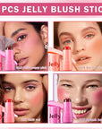 4PCS Cooling Water Jelly Tint Blush Stick for Cruelty Free