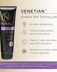 Norvell Venetian Sunless Self Tanner Gradual Color Extender Lotion 8.5 fl oz – Moisturizing Self Tanning Cream with Violet & Brown Tones, Instant Bronzer, Natural Fake Tan