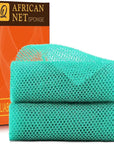 UJFQBH 2 Pieces African Bath Sponge African Net Long Net Bath Sponge Exfoliating Shower Body Scrubber Back Scrubber Skin Smoother,Great for Daily Use (Green)