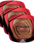 L’Oréal Paris Infallible 24 Hour Fresh Wear Waterproof Powder Foundation, 375 Deep Amber (Pack of 3)