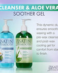 SATIN SMOOTH Pre Wax Cleanser & Aloe Vera Post Wax Cooling Gel Duo - Hair Removal Prep and Aftercare Kit, 16 oz