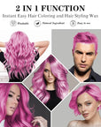Temporary Pink Hair Color Wax 4.23 oz, Instant Natural Hairstyle Cream Dye, Washable Styling Pomades, Disposable Coloring Mud for Women Youth Men, Party Cosplay DIY Halloween