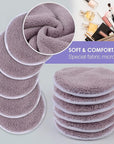 SUNLAND Reusable Makeup Remover Pads for Face,Eye,Lips 16 Pack Microfiber Face Cleansing Gloves Washable with Laundry Bag and Travel Bag Rounds Toner Pads (Round 3.15inchx16, dpurple)