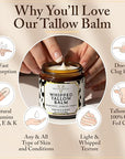 Beef Tallow for Skin & Face – Whipped Tallow & Honey Balm – 100% Grass Fed Tallow Face Moisturizer with Mango Butter, Jojoba Oil, Vitamin E – Organic Beef Tallow Balm for Dry Skin & Wrinkles – 3 oz