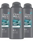 DOVE MEN + CARE 2 in 1 Shampoo Conditioner Eucalyptus + Birch 3 Count For Healthy-Looking Hair Naturally Derived Plant Based Cleansers 20.4 oz