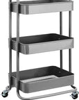 Amazon Basics 3-Tier Rolling Utility or Kitchen Cart, Lockable Wheels, Multifunctional Storage, Charcoal