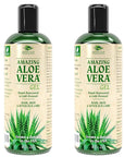 Amazing Aloe Vera Gel - Freshly Cut, 100% Pure Aloe, Premium Quality, Vegan, Unscented - Natural Sunburn Relief, After Shave, Skin, Face & Hair Care (two 8oz bottles) 16oz