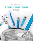 TRIM Azure Collection Bundle – for Removing Hair, Curling Lashes, Clipping & Filing Nails – Includes Slant Tip Tweezers, Eyelash Curler, Nail Clipper Set & Laser Cut Nail File – Blue Glitter Sparkle