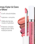 Almay Color & Care Hydrating Lip Gloss, Soft Natural Hues, Prebiotic Complex, Hyaluronic Filling-Sphere Technology, 600 Lunar Blush, 0.1 Fl Oz (Pack of 2)