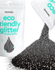 Hemway Eco Friendly Biodegradable Glitter 100g / 3.5oz Bio Cosmetic Safe Sparkle Vegan for Face, Eyeshadow, Body, Hair, Nail and Festival Makeup, Craft - Fine (1/64" 0.015" 0.4mm) - Black