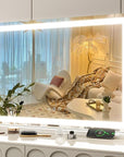 FENNIO Vanity Mirror with Lights 32"x22", Lighted Makeup Mirror, Large Vanity Mirror, Touch Sensor with 3-Color Lighting, USB Charging Port for Vanity Desk(Square White)