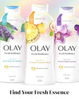 Olay Body Wash for Women, Fresh Radiance, Refreshing & Renewing, Made with Plant Based Cleansers, B3 Botanical Complex, For All Skin Types, Pineapple & Coconut Water Scent, 22 fl oz (Pack of 4)