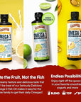 Barlean's Omega 3 Fish Oil Liquid Supplement Pack of 3, EPA and DHA Fatty Acid, Smoothie Flavored for Brain, Joint, and Heart Health, Includes Key Lime Pie, Lemon Crème and Mango Peach Flavors, 8 oz
