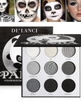 Afflano DL Gray Eyeshadow Palette Grey Black White Silver, Blendable Smokey Eye Eyeshadow for SFX Skull Goth Look Halloween Makeup Palette, Long Lasting Dark Eye Shadow Pallet - Panda