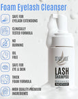 STACY LASH Eyelash Extension Shampoo + Brush / 3.38 fl.oz / 100ml / Eyelid Foaming Cleanser/Wash for Extensions & Natural Lashes/Safe Makeup Remover/Supplies for Professional & Home Use