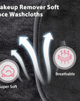 Makeup Remover Cloth, 6" x 6" Makeup Remover Towels Reusable Face Cloth for Washing Face, Makeup Remover Pads Microfiber Face Washcloth with Mesh Bag, 12 Pack, Grey