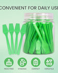 Pana 100pcs Cosmetic Make Up Disposable Plastic 2.5" Spatulas Skin Care Facial Cream Mask Spatula (100 Pieces in a Container) (APPLE GREEN)