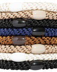 L. Erickson Grab & Go Pony - Classic - 8 Pack Ponytail Holder Hair Ties - Black, White, Beige Neutral Mix