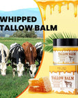 Whipped Beef Tallow and Honey Balm, Grass Fed Grass Finished Face Cream for All Skin Types - Grass-Fed Beef Tallow & Raw Wild Honey Blend - All-Natural Moisturizer for Face & Body, 2 OZ