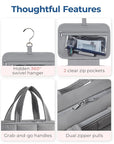 BAGSMART Travel Toiletry Bag with Jewelry Organizer, Hanging Travel Bag for Toiletries, Puffy Makeup Cosmetic Bag Organizer, Carry-on Travel Accessories Essentials, Grey-L