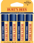 Burt's Bees 100% Natural Moisturizing Lip Balm, Vanilla Bean - 4 Tubes