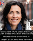 Pure Black Hair Dye Permanent with Anti-Breakage Plex Hair Care, Vegan Hair Dye & Cruelty-Free, 100% Gray Coverage, Natural Black Hair Color, For All Hair Types. Smart Beauty