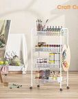 TOOLF 4-Tier Rolling Cart, Metal Utility Cart with 3 Hooks, Easy Assemble Mobile Storage Trolley On Wheels, Metal Shelving Units Kitchen Bathroom Laundry Room