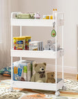 Ronlap 3 Tier Slim Rolling Storage Cart with Wheels Plastic Utility Cart Organizer for Snack Craft Art Postpartum Baby Diaper Nail Makeup in Bathroom Laundry Room Kitchen Bedside Narrow Space, White