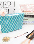 Pazimiik knitted checkered makeup bag