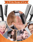 SALONSILK 4PCS Professional Comb Set, Wide Tooth Rat Tail Fine Tooth Hair Combs, Braiding Cutting Barber Styling Curly Parting Set for Men and Women