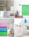 UJFQBH 3 Piece Bright Style African exfoliating net Exfoliating Shower Set Long Bath Sponges for Smooth, Refreshed Skin, The Exterior Gleams - Ideal for Daily Use (Bright Pink, Blue, Green)