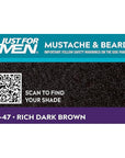 Just For Men Mustache & Beard, Beard Dye for Men with Brush Included, With Keratin Biotin Aloe and Coconut Oil for Healthy Facial Hair - Rich Dark Brown, M-47, Pack of 3 (Packaging May Vary)