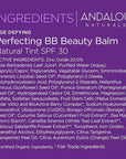 Andalou Naturals Perfecting BB Beauty Balm Natural Tinted Moisturizer with SPF 30, 2-in-1 BB Cream & Face Sunscreen with Broad Spectrum Protection, Mineral Sunscreen with Non-Nano Zinc Oxide, 2 Fl Oz