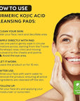 Turmeric Kojic Acid Cleansing Pads - Exfoliating Turmeric Pads for Face Dark Spots, Discoloration - Daily Skin Care for Men & Women - Natural Glow Facial Wash