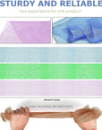 UJFQBH 3 Pieces African Bath Sponge African Net Long Net Bath Sponge Exfoliating Shower Body Scrubber Back Scrubber Skin Smoother,Great for Daily Use (Pale Purple, Blue, Green)