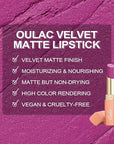 Oulac Violet Soft Matte Lipstick| Lipstick & Blush Duo| Velvet Smooth Lip Stick| Highly Pigmented & Misty Texture| Full Coverage Lip Stains Enriched with Rose Oil| Vegan & Clean Beauty| Y11