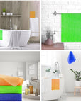 UJFQBH 3 Pieces African Bath Sponge African Net Long Net Bath Sponge Exfoliating Shower Body Scrubber Back Scrubber Skin Smoother,Great for Daily Use (Orange、Blue、Green)