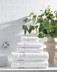 Arkwright Bath Towels Set of 6 - Super Soft 100% Cotton, 600 GSM Quick Dry & Absorbent, Luxury Bathroom Essentials with 2 Shower Towels, 2 Hand Towels and 2 Washcloths, Dove White