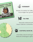 Otter co. Tea Tree and Rosemary Volumizing and Thickening Shampoo Bar - Olive Oil, Green Tea, Nettle, Zinc – Vegan, Sulfate Free & Non Toxic – Women and Mens Shampoo, All Hair Types, Made in USA