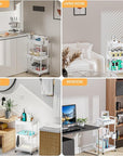 3 Tier Rolling Utility Cart with Drawer,REBECAT Utility Cart Made of Multifunctional Storage Organizer Tool for Kitchen,Bathroom,Living Room,Office(White)