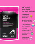 b.tan Back Self Tanning Applicator | We've Got Your Back - Sunless Tanner Back Mitt with Handles, Streak-Free, Even Application, Velvety Soft, Reusable & Washable Sunless Tan