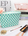 Pazimiik knitted checkered makeup bag