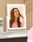 Lighted Vanity Mirror with Lights, Makeup Mirror with Light, 16.7"x 13.2",Three Color Lighting Modes and Dimmable Lighting, Smart Touch Control, 360°Rotation, for Vanity Desk Tabletop,Dressing Room