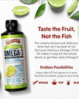 Barlean's Key Lime Pie High Potency Omega 3 Fish Oil Liquid Supplement, 1500mg of EPA& DHA Fatty Acid, Smoothie Flavored & Burpless for Brain, Joint, & Heart Health, 8 oz
