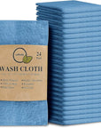 Softolle 100% Cotton Washcloths 24 Pack (12x12 Inches) Soft, Highly Absorbent Washcloth, Face Towels, Wash Cloths for Face, Ring Spun, Bulk Pack (Sky Blue)