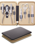 MR.GREEN 8-in-1 Manicure & Pedicure Set – Professional German Stainless Steel Nail Clippers Grooming Kit with Splash-Proof Nail Clipper & Leather Travel Case (Chestnut Brown)
